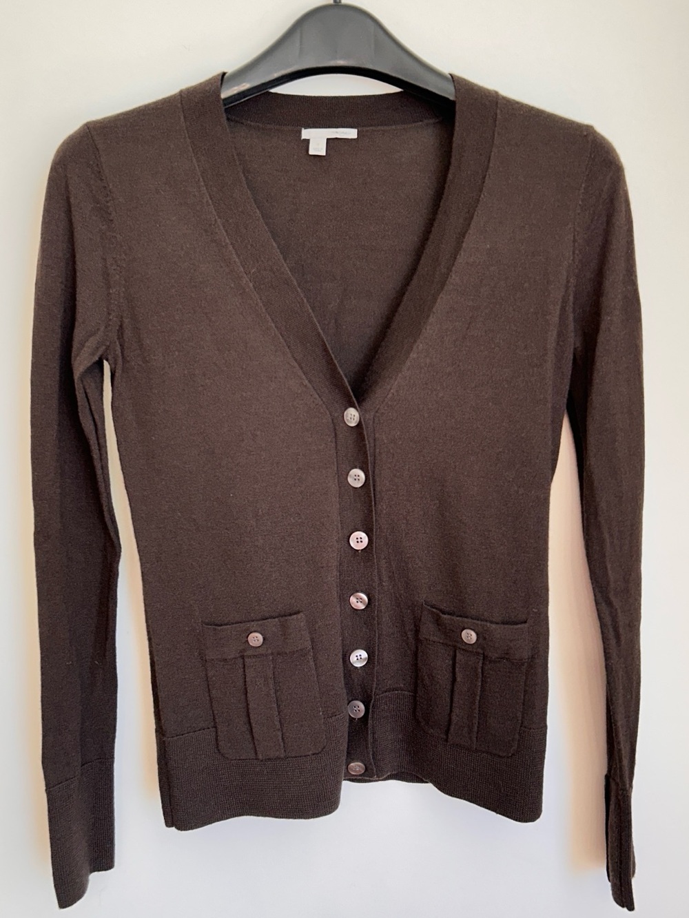 HALOGEN NORDSTORM RACK 100% MERINO WOOL BUTTON UP V NECK CARDIGAN